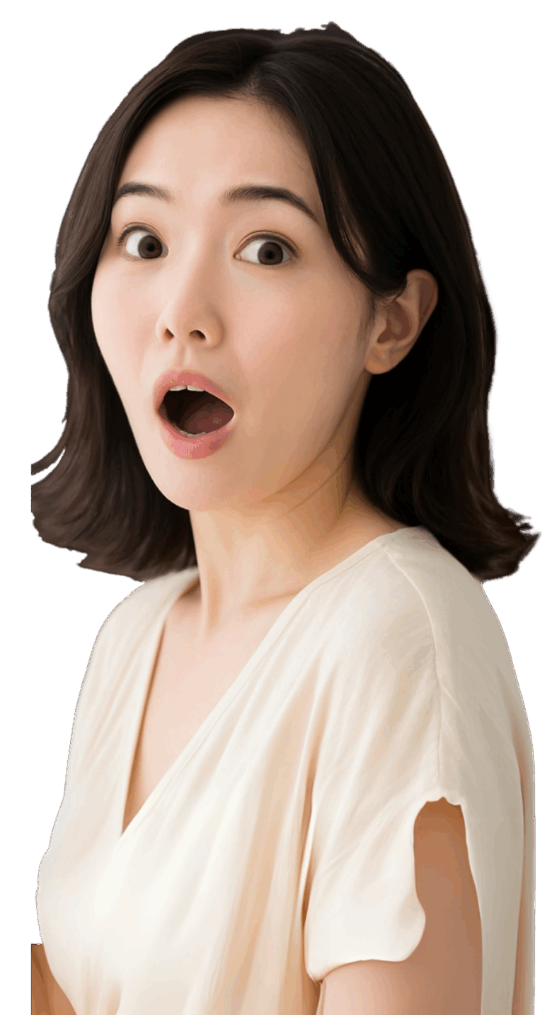 驚く女性の画像
